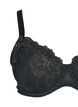 Padded bra with shiny embroidered detail, Black, Packshot image number 2