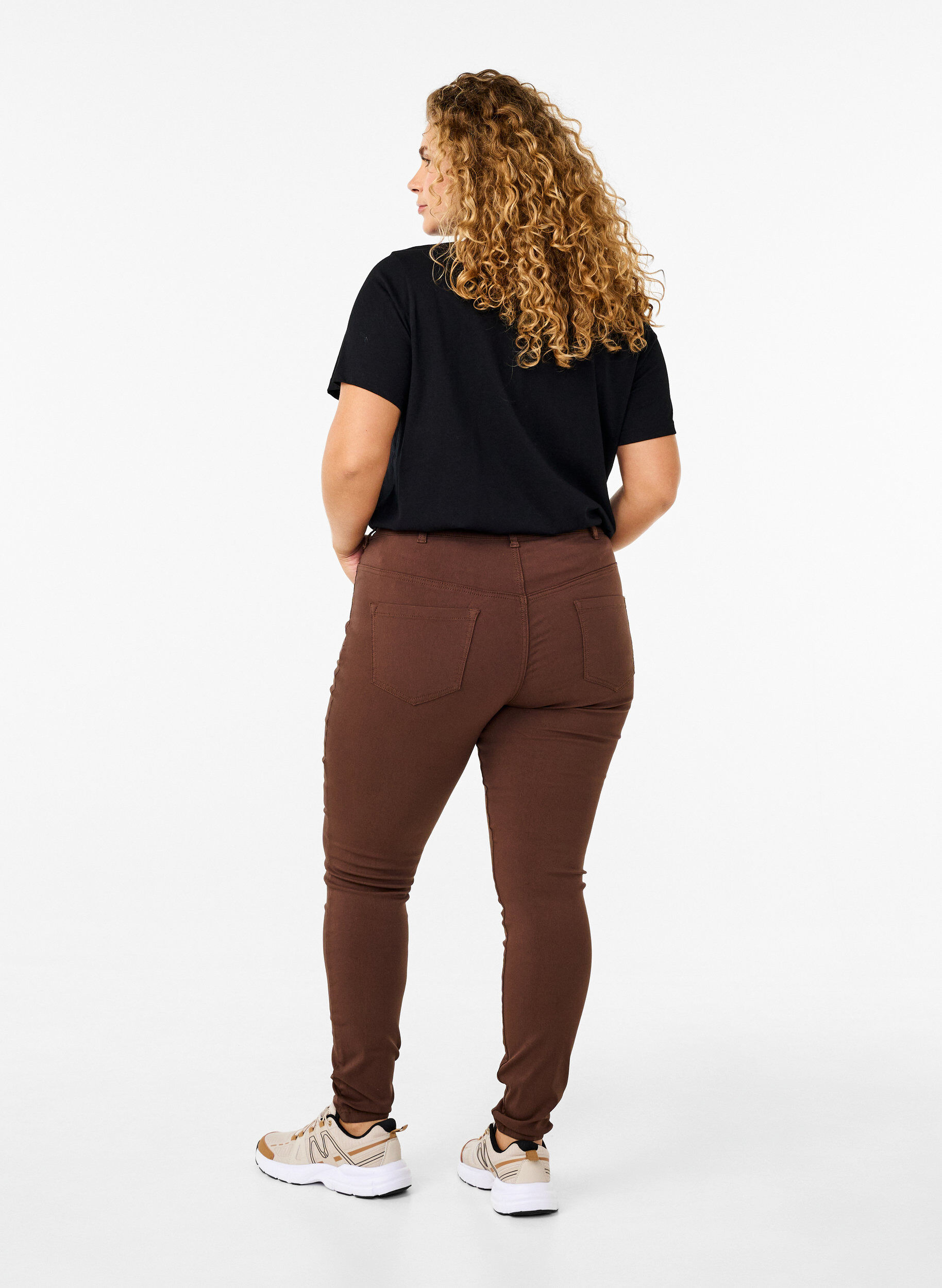 Zizzifashion Slim fit trousers with pockets, Brown, Model image number 1
