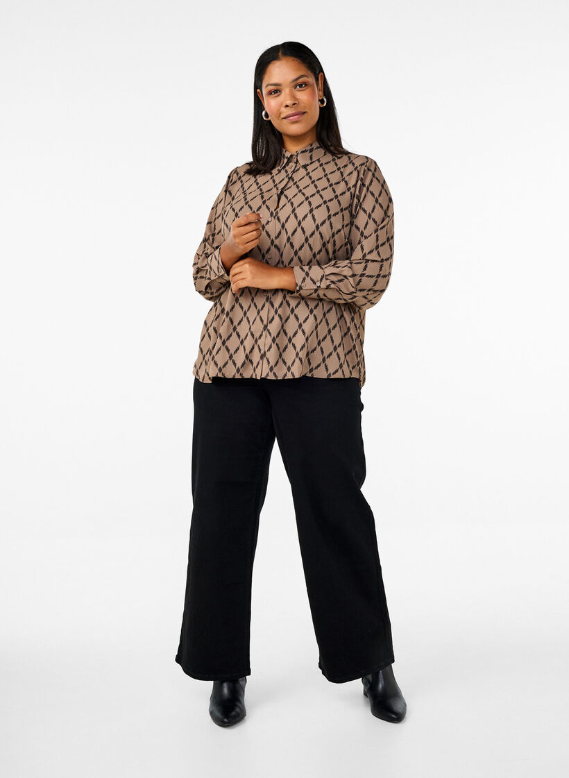 Patterned shirt with long sleeves, Grafic AOP, Model image number 3