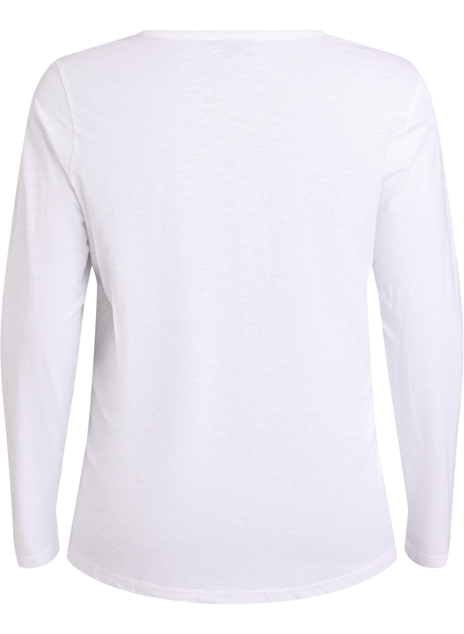 Zizzifashion FLASH - Long-sleeved t-shirt with V-neck and buttons, White, Packshot image number 1