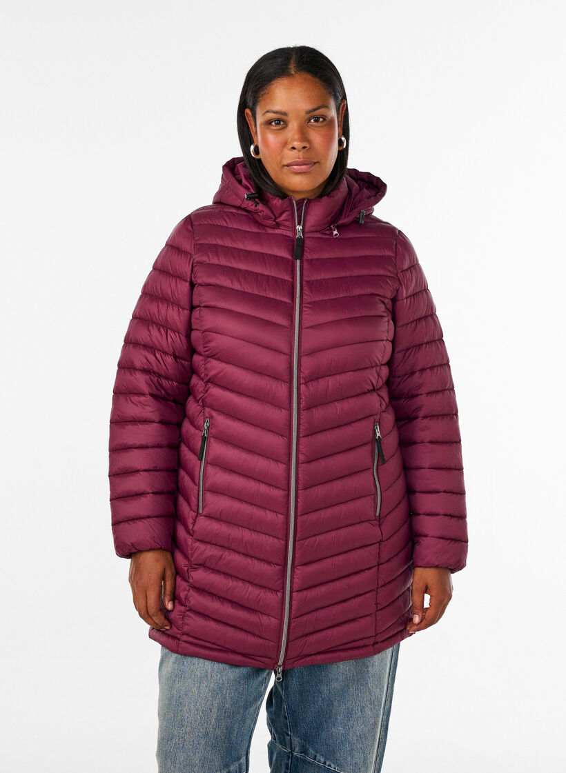 Lightweight jacket with pockets and detachable hood, Red, Model image number 0
