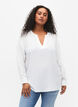 Long-sleeved blouse with lace detail (GRS), Bright White, Model image number 0
