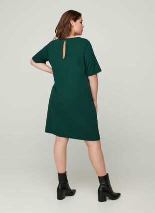 Short-sleeved dress with round neck, Ponderosa Pine, Model image number 1