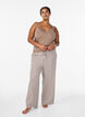 Striped pyjama trousers with a high waist and wide legs, Beige, Model image number 0