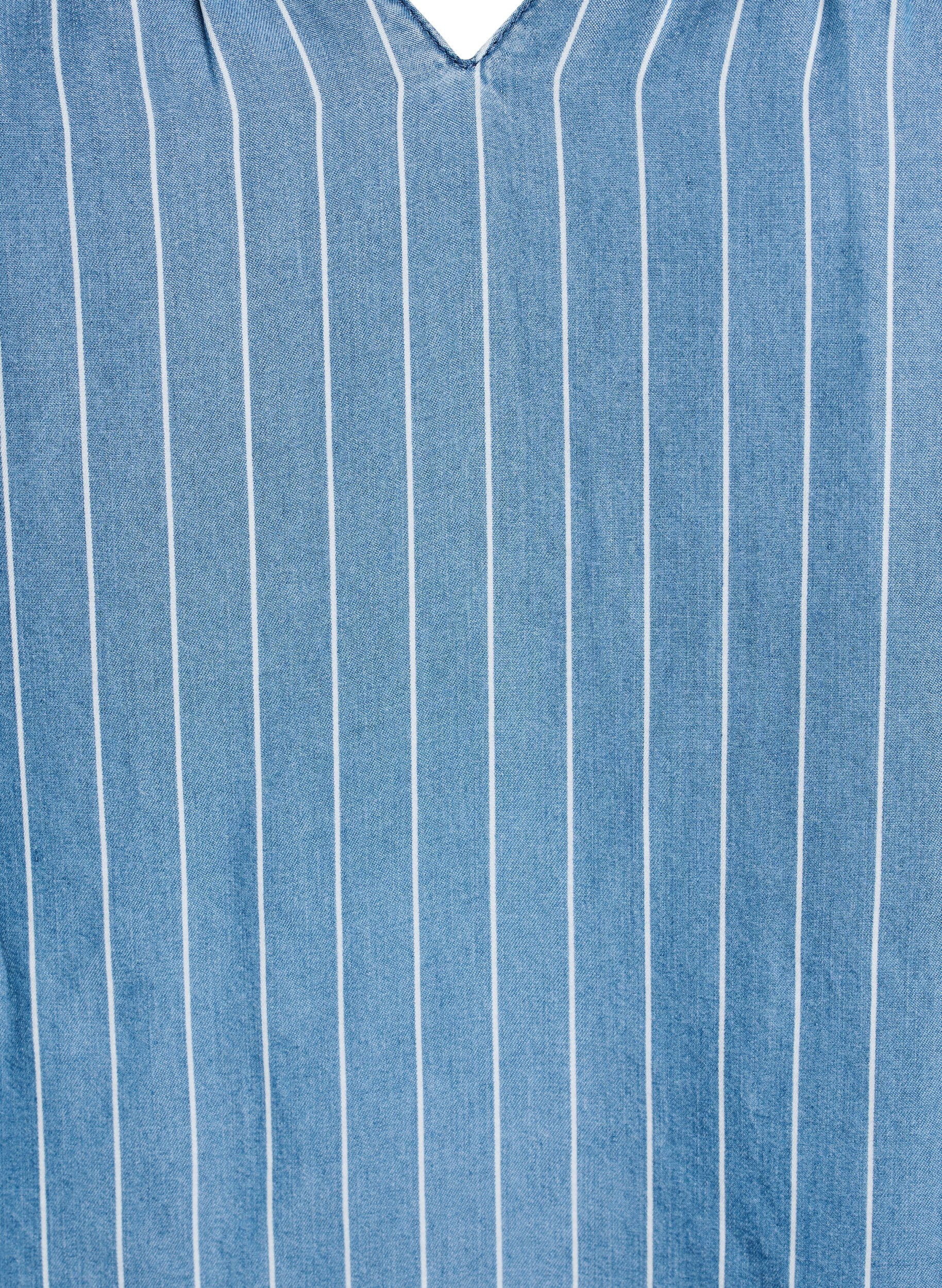 Zizzifashion Striped denim blouse with long sleeves, Blue, Packshot image number 2