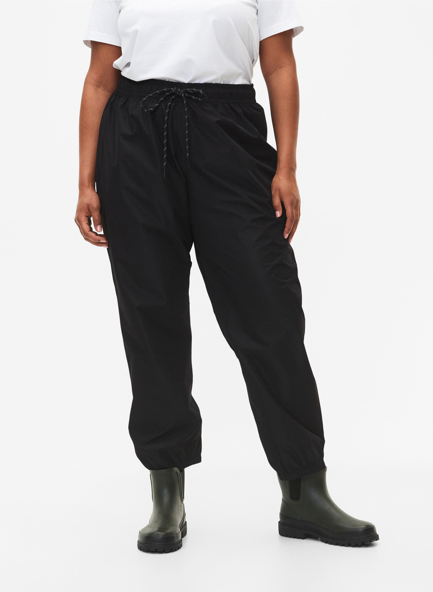 ZizzifashionRain pants with elastic and drawstring, Black, Model image number 2