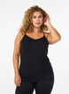 Basic cotton spaghetti strap top, Black, Model image number 0