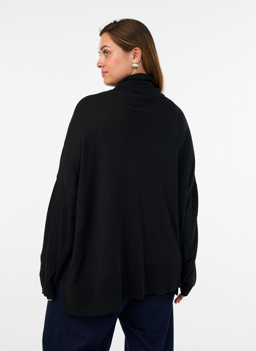 Turtleneck jumper with a loose fit, Black, Model image number 2
