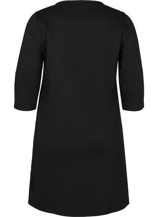 A-line cotton sweater dress with pockets, Black, Packshot image number 1