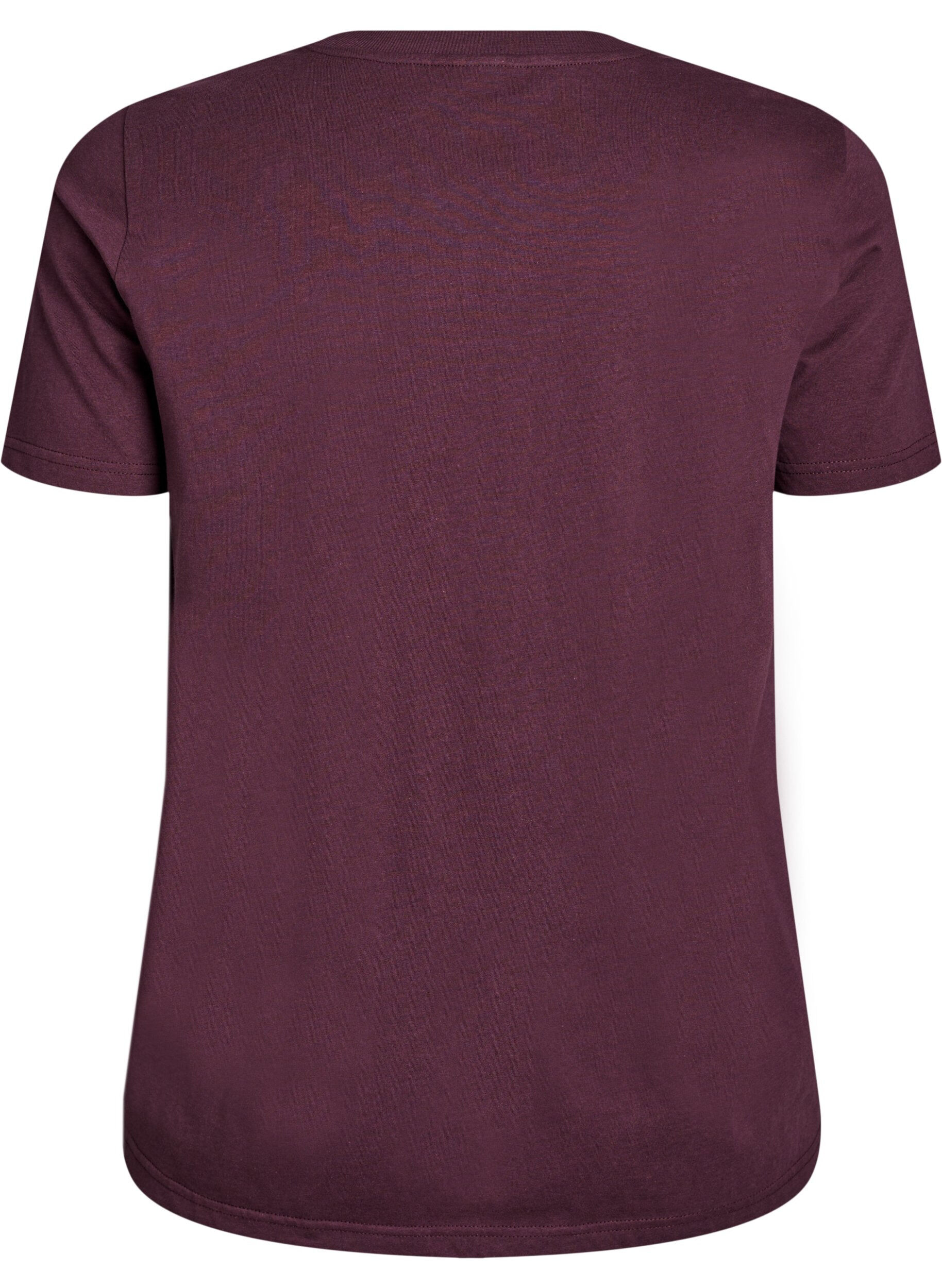 Zizzifashion Cotton T-shirt with front print, Dark Bordeaux, Packshot image number 1