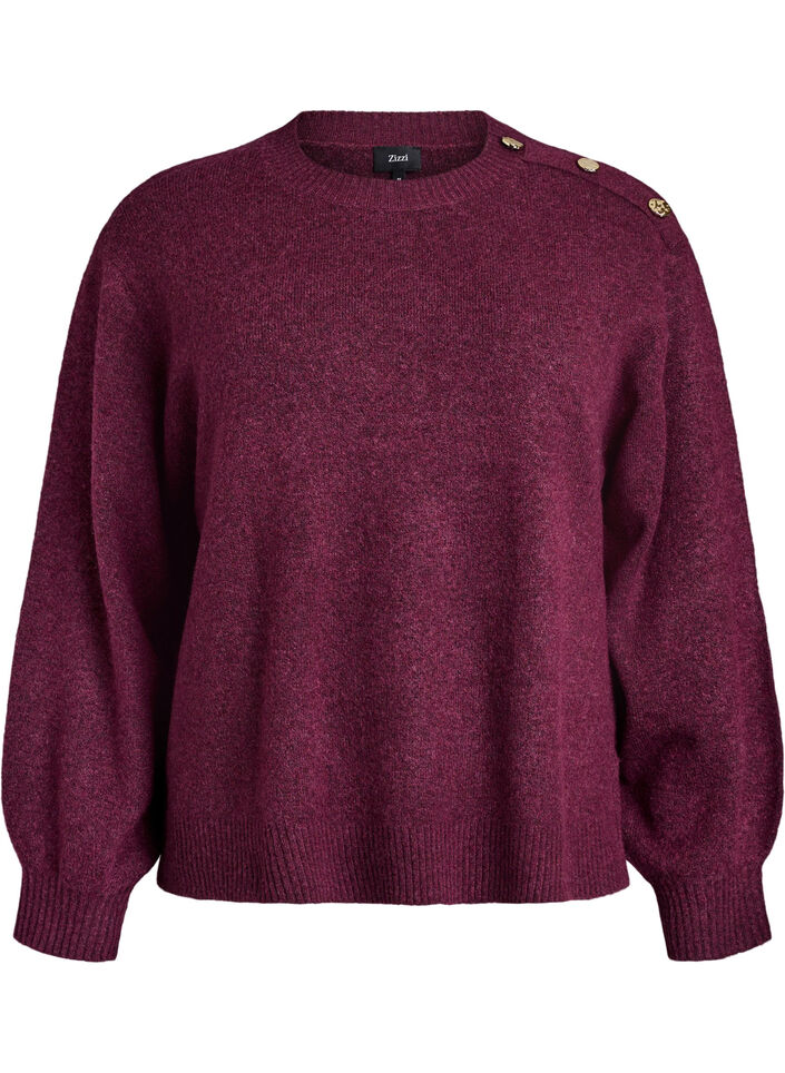 Knit blouse with button detail, Dark Bordeaux, Packshot image number 0