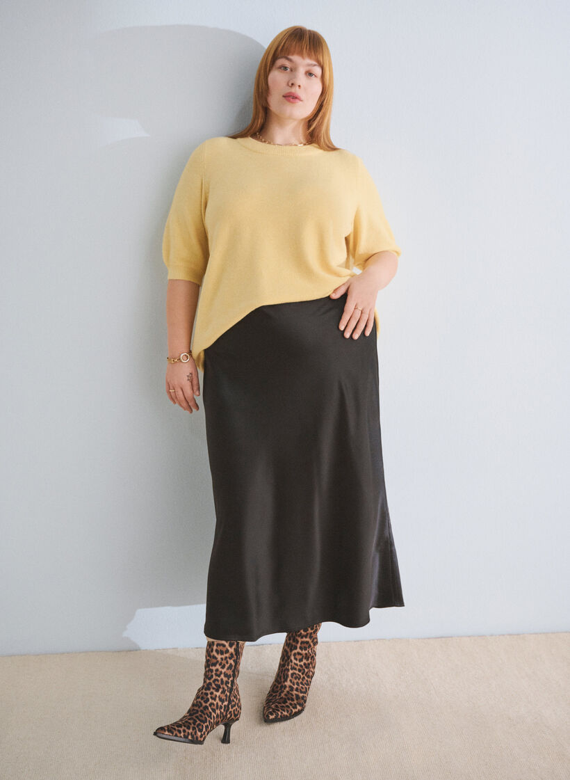 Knitted blouse with short sleeves, Yellow, Image image number 0