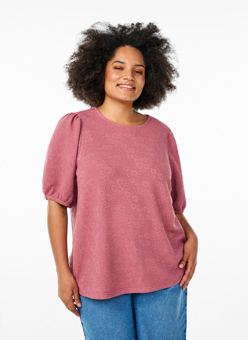 Structured blouse with short sleeves, Red, Model image number 0