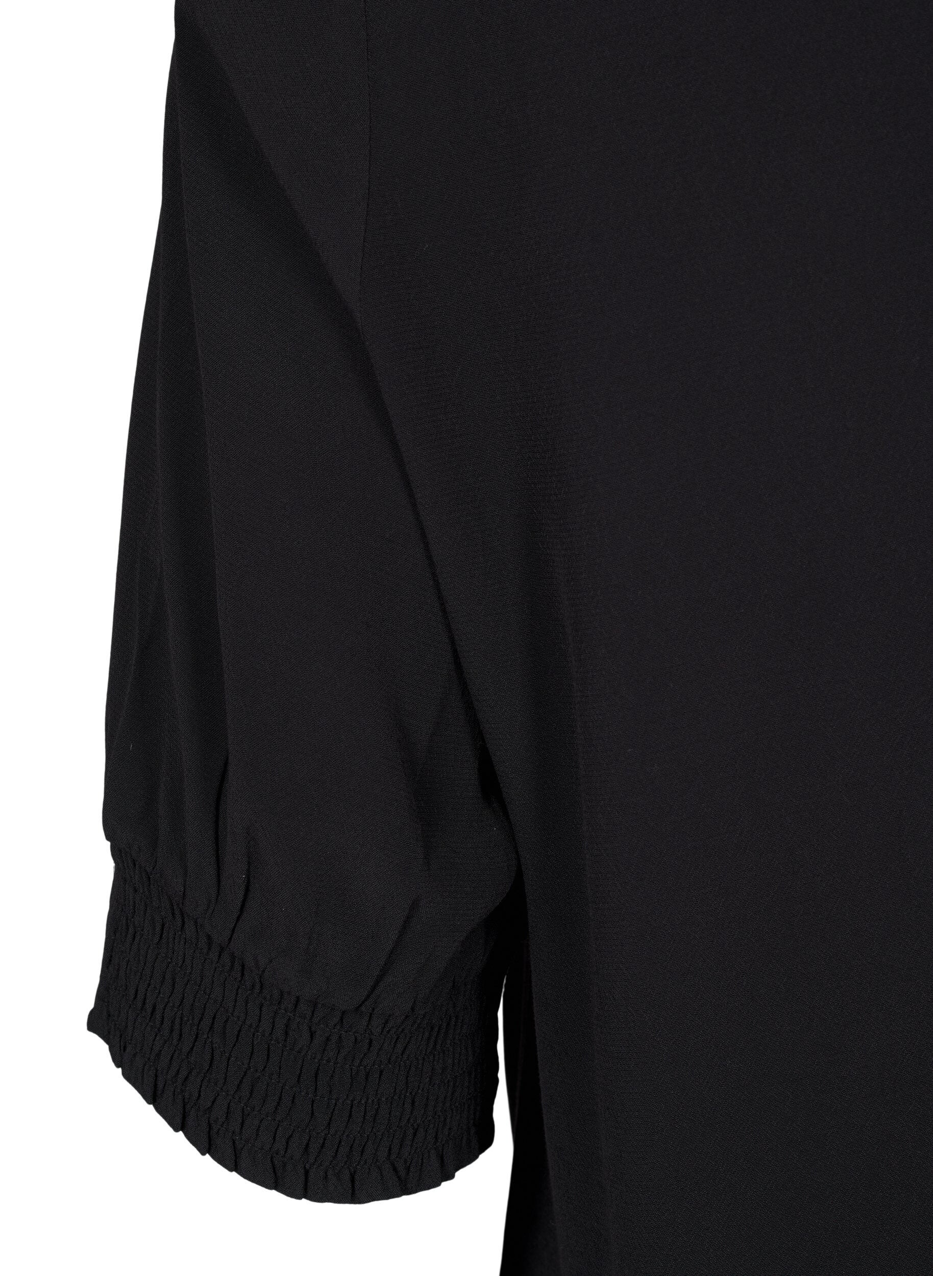 Zizzifashion Short-sleeved viscose blouse, Black, Packshot image number 3