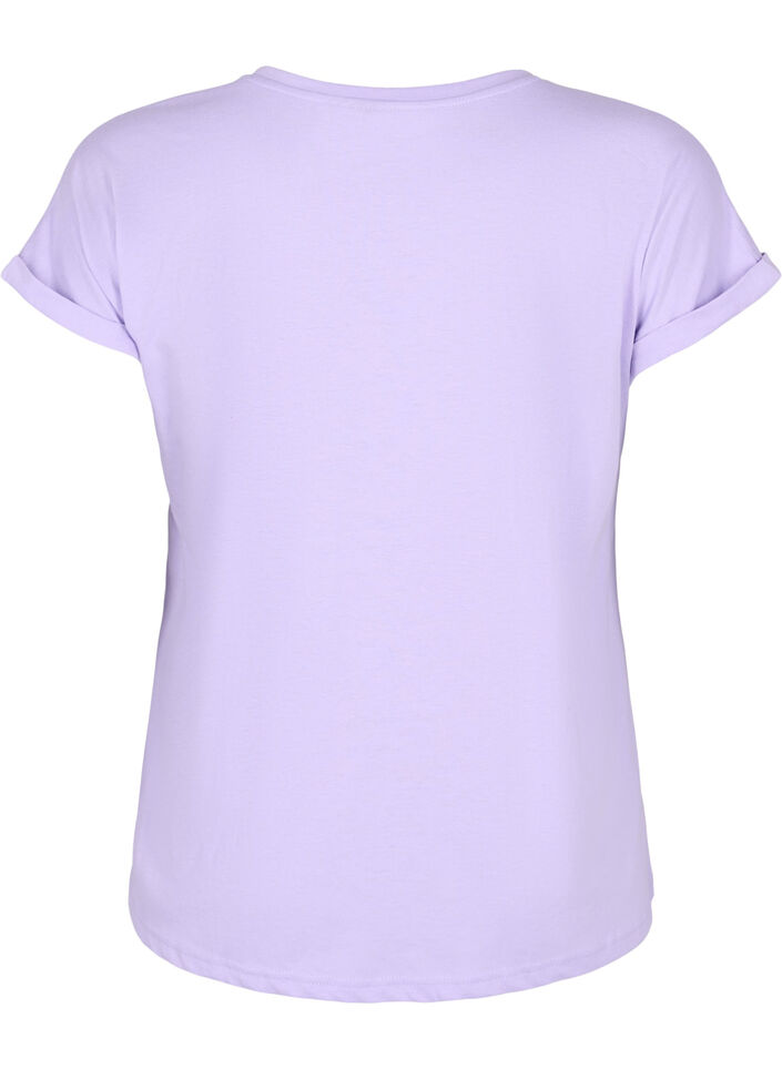Short-sleeved cotton blend t-shirt, Purple, Packshot image number 1