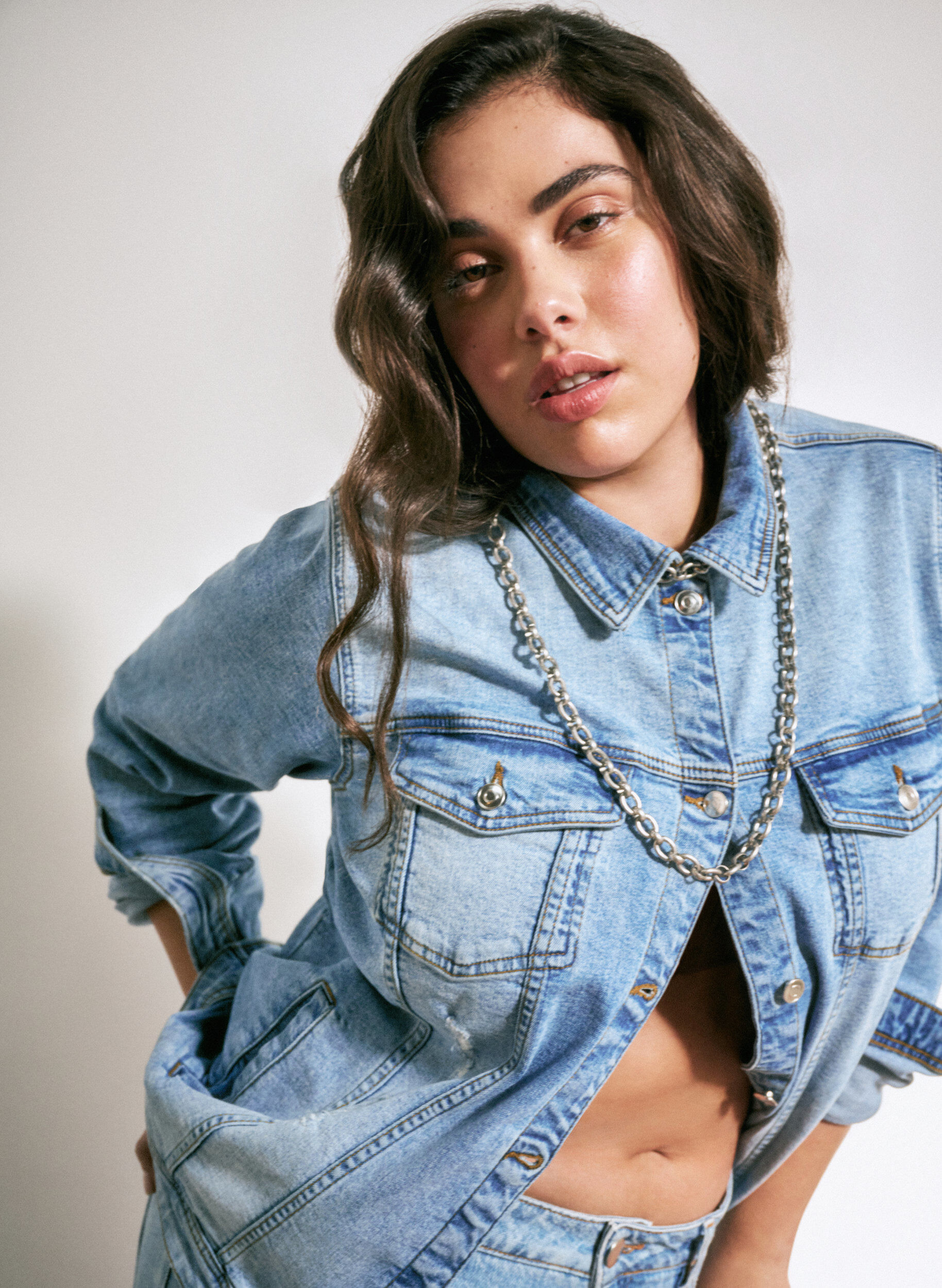 Zizzifashion Short cotton denim jacket, Light blue denim, Image image number 0