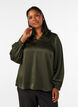 Blouse with shirt collar and V-neck, Green, Model image number 0