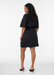 Cotton dress with broderie anglaise sleeves and a tie-waist, Black, Model image number 2