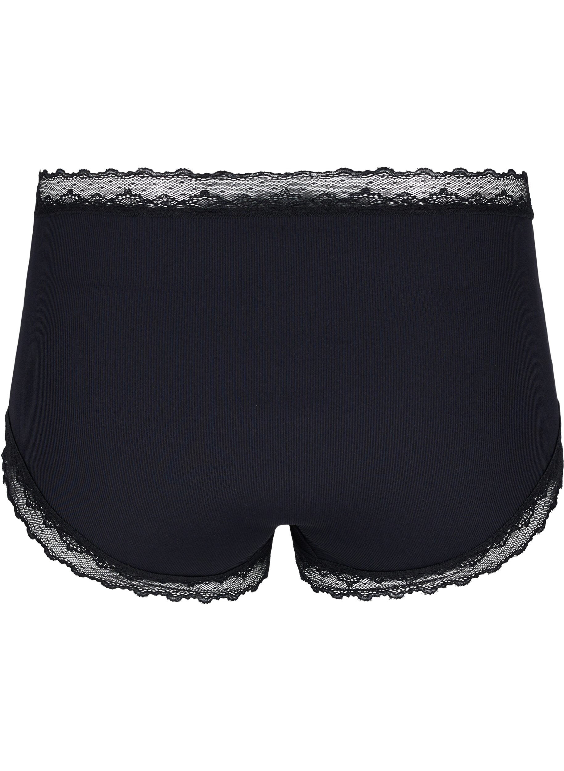 Zizzifashion High waisted hipster brief with lace, Black, Packshot image number 1