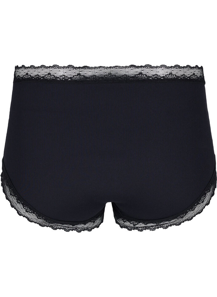 High waisted hipster brief with lace, Black, Packshot image number 1