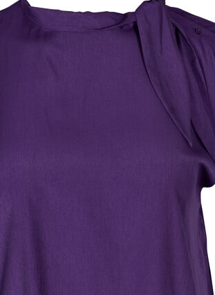 Short-sleeved blouse with a bow detail, Blackberry Cordial, Packshot image number 2