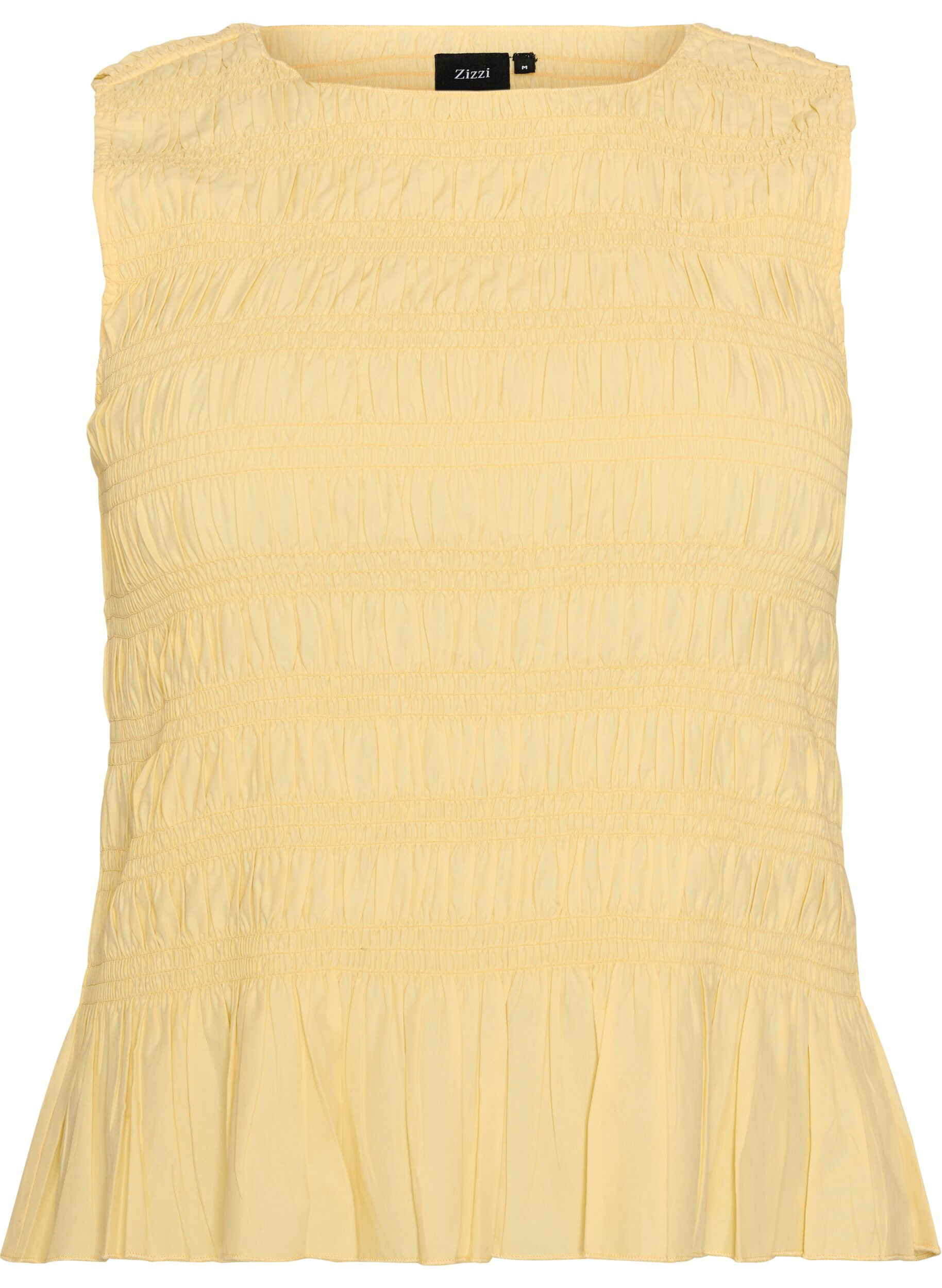 Zizzifashion Smock top with boat neck and peplum hem, Yellow, Packshot image number 0