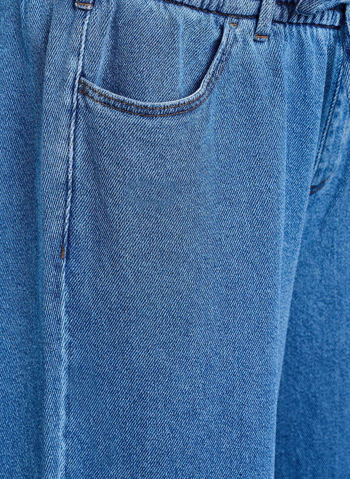 Loose-fit jeans with an elasticated waistband and a drawstring, Blue, Packshot