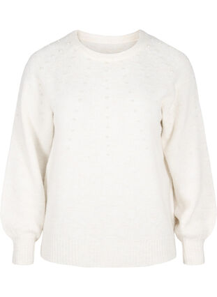 Knitted jumper with beads, Birch as sample, Packshot image number 0