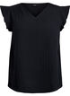 Sleeveless top in cotton muslin with ruffles, Black, Packshot image number 0