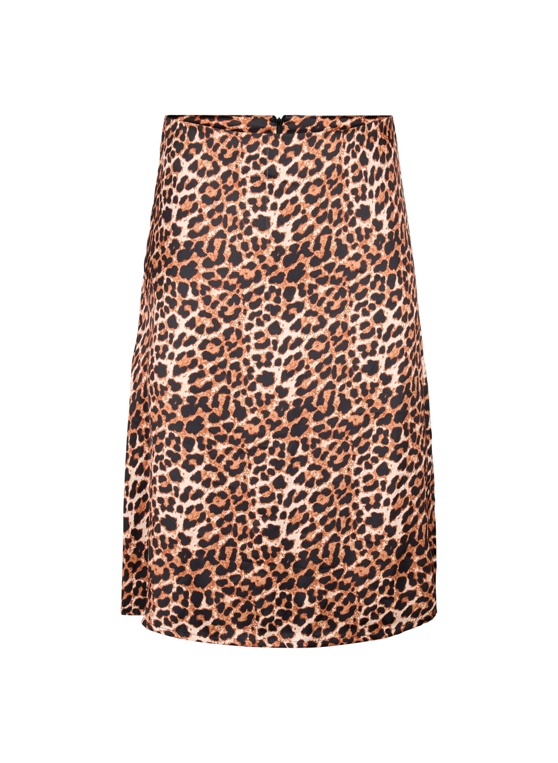 Zizzifashion Leopard print skirt with slits, Leopard AOP, Packshot image number 0