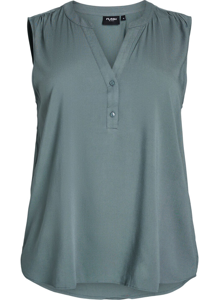 Sleeveless viscose blouse, Green, Packshot image number 0