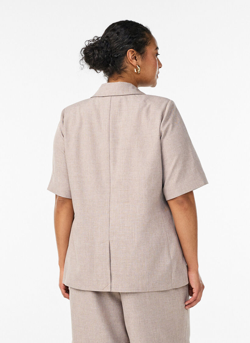 Blazer with short sleeves and lapels, Brown, Model image number 2