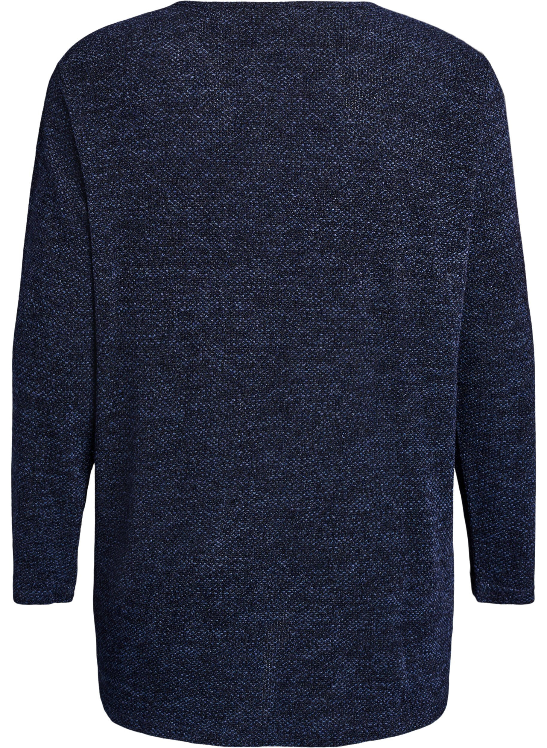 ZizzifashionLong-sleeved blouse with texture, Blue, Packshot image number 1