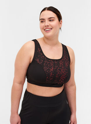 Sports top with print details and a cross back, Red Splash, Model image number 0
