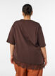T-shirt with asymmetric lace hem, Brown, Model image number 2