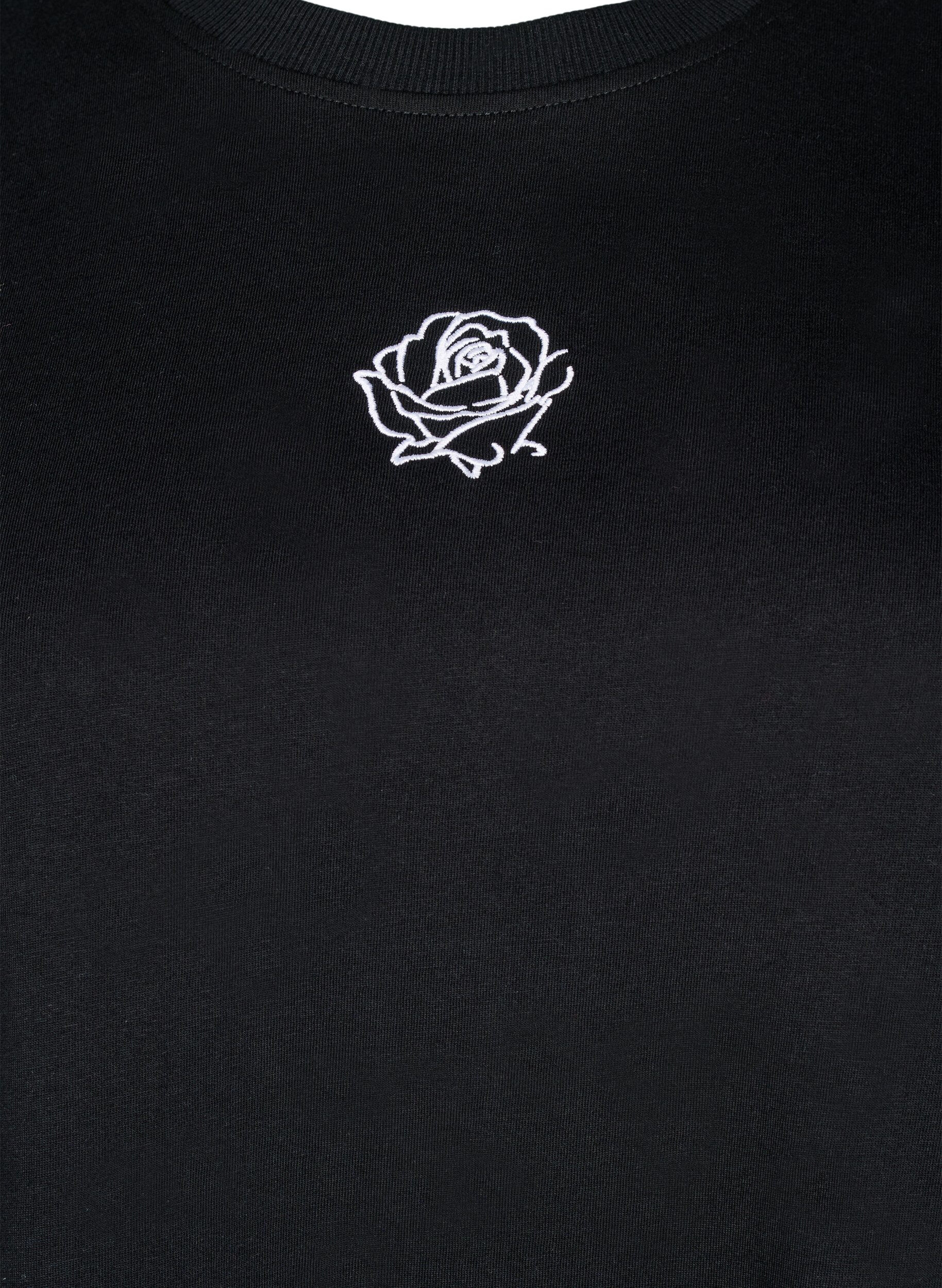Zizzifashion Cotton T-shirt with embroidery detail, Black, Packshot image number 2