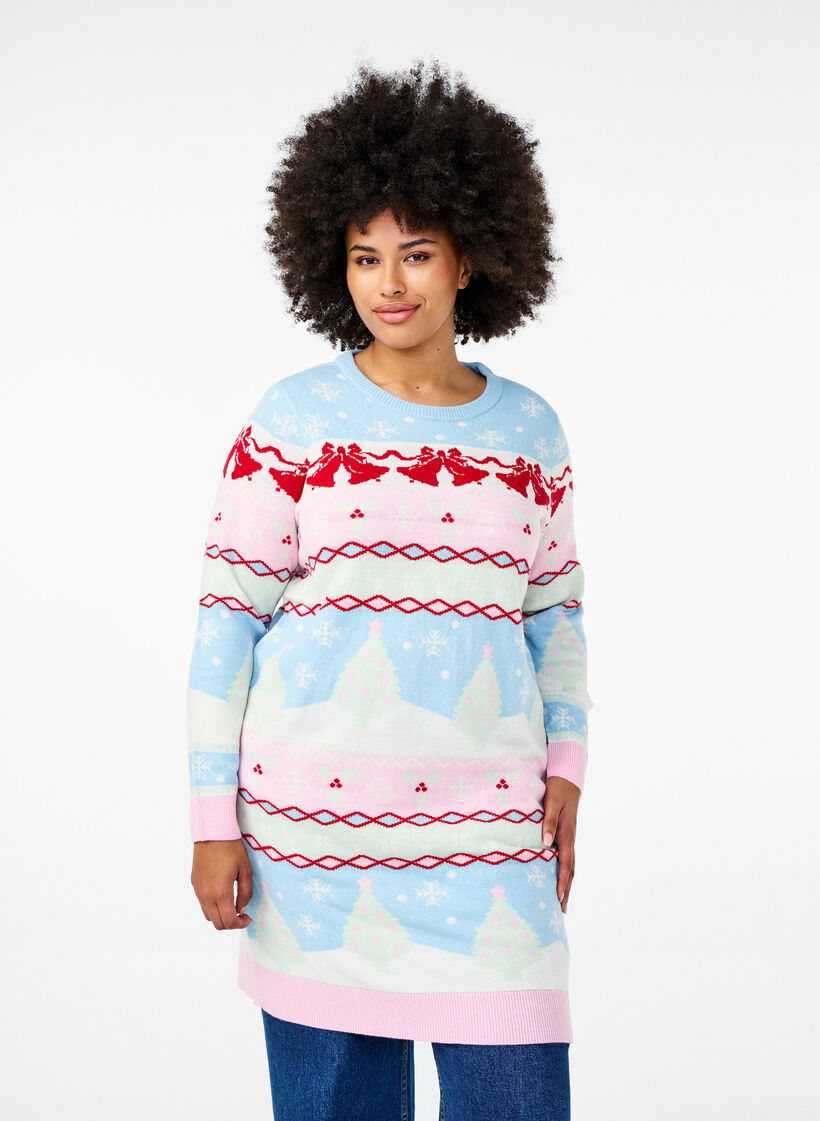 Knitted Christmas dress, Cerulean Comb, Model image number 0