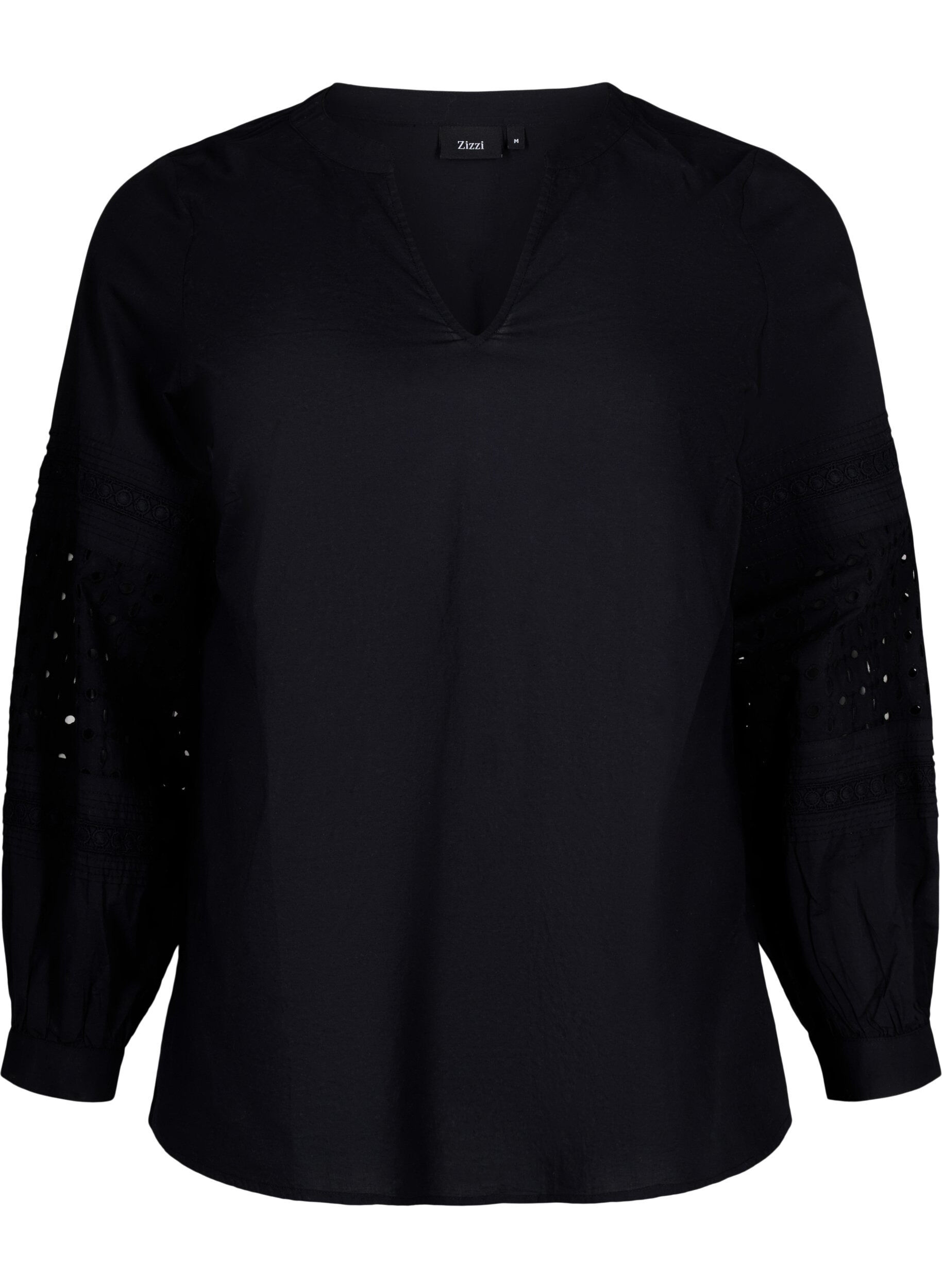 Zizzifashion Long sleeve blouse with decorative details, Black, Packshot image number 0