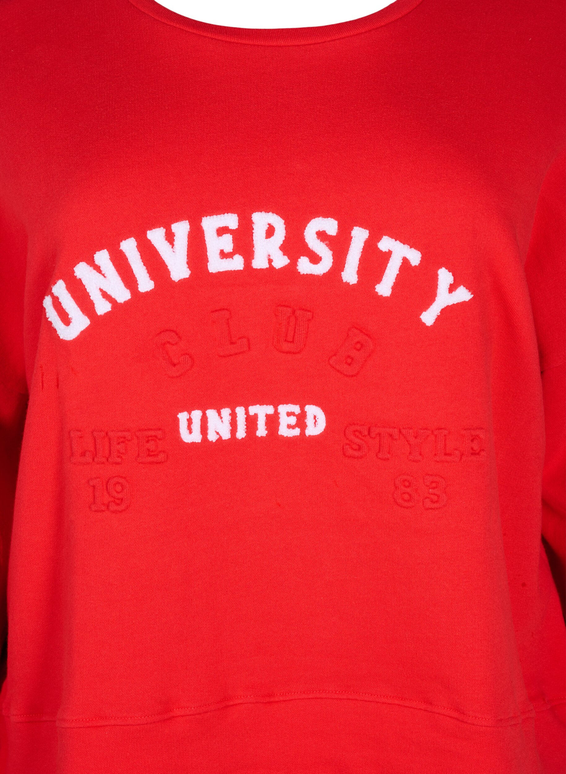 Zizzifashion Sweatshirt with embossed text design, Red, Packshot image number 2