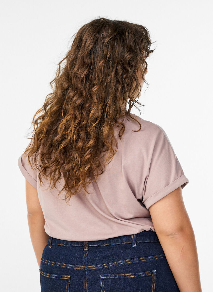 Short sleeved cotton blend t-shirt, Red, Model image number 2