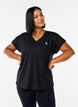 Loose training t-shirt with v-neck, Black, Model image number 0