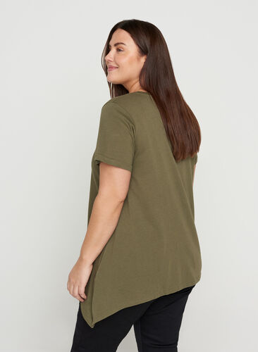 Short-sleeved cotton t-shirt with a-line, Ivy Green XOXO, Model image number 1