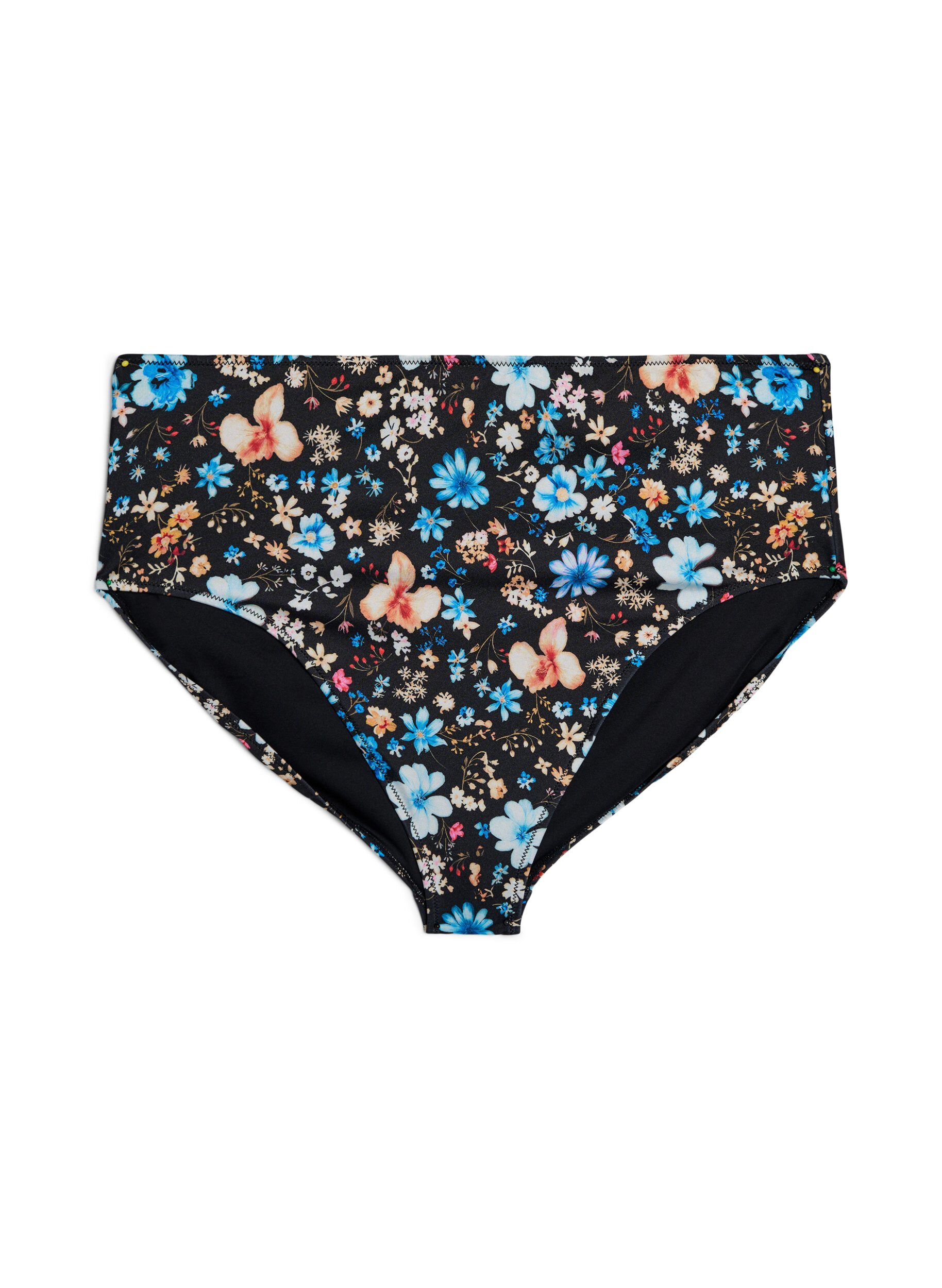 High-waisted floral bikini bottoms