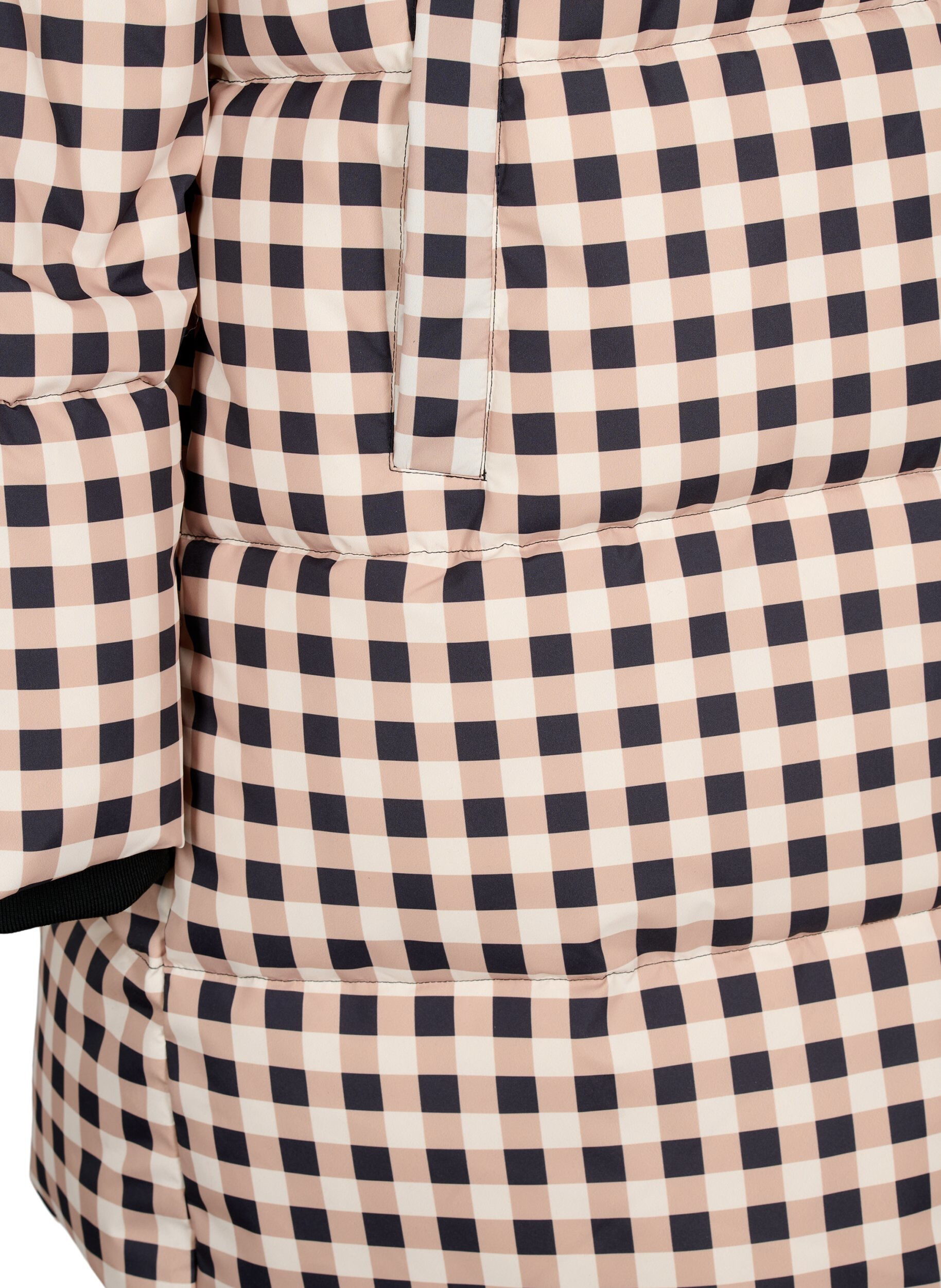 Zizzifashion Checked puffer winter jacket, Black w. Nomad Check, Packshot image number 3