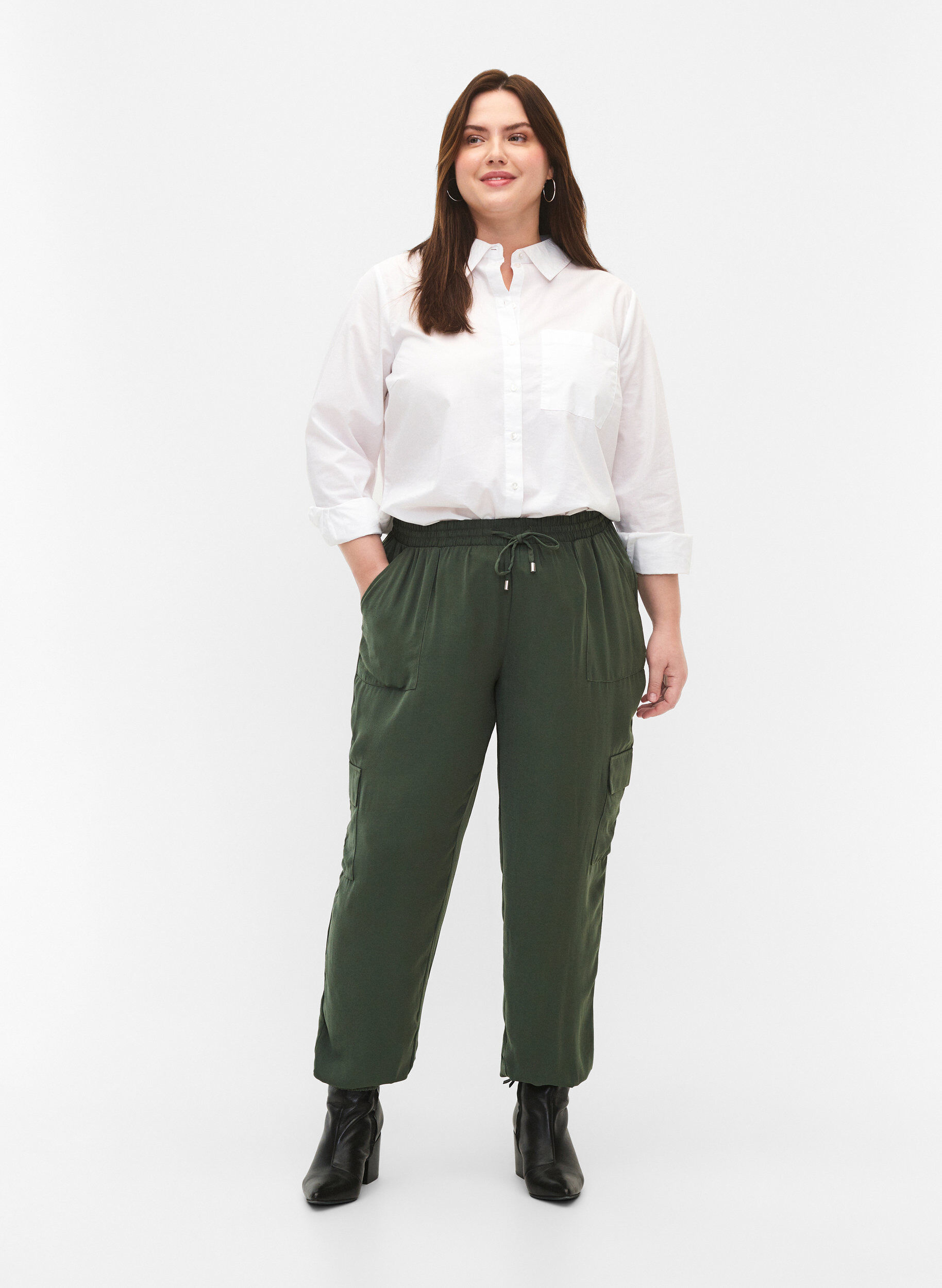 Zizzifashion Trousers with cargo pockets, Thyme, Model image number 0