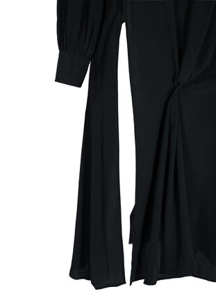 Long viscose blouse with high slit, Black, Packshot image number 3