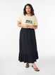 Long skirt with tie belt and ruffle hem, Black, Model image number 0