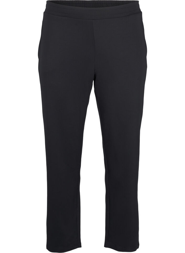 Modal-blend trousers with elasticated waistband, Black, Packshot image number 0