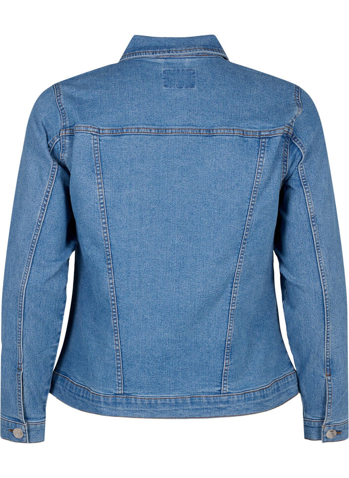 FLASH - Denim jacket in a stretchy cotton blend, Blue, Packshot image number 1