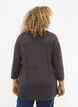 Blouse with 3/4 sleeves and striped pattern, Dark Grey Melange, Model image number 1